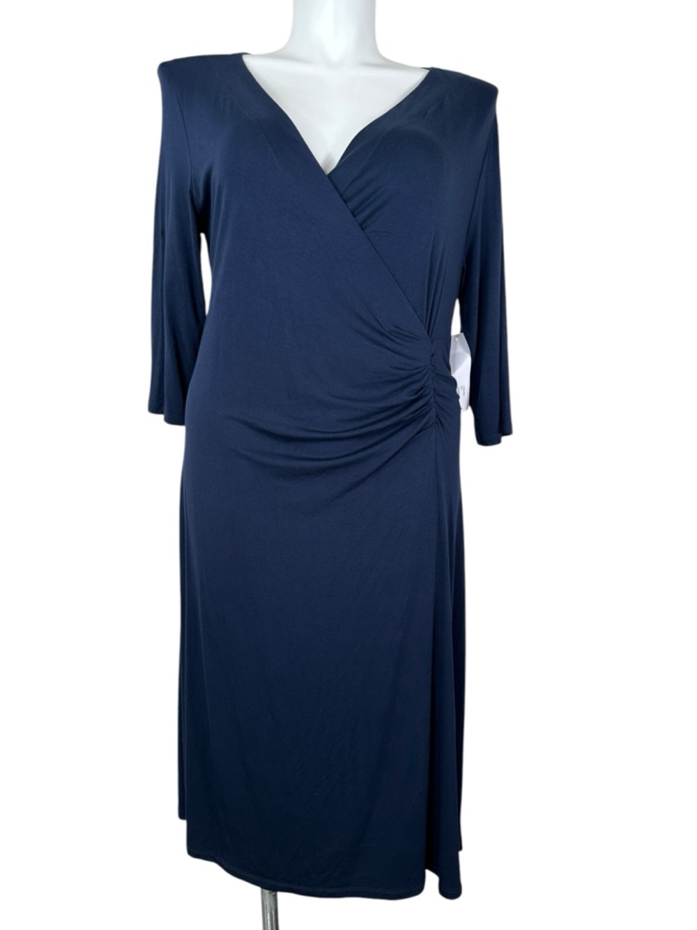 Soft Surroundings Navy Wrap-Front Women's Dress - Classic V-Neck NWT Large